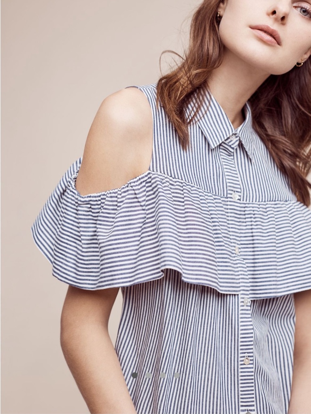 Anthropologie Sunday In Brooklyn Scilla Open Shoulder Top Striped Coastal S & L